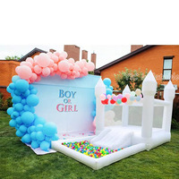 Château gonflable premium blanc pastel avec toboggan et piscine à balles pour mariage, fête, personnalisable/OEM
