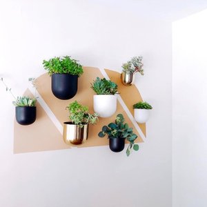 Ensemble de deux jardinières d'intérieur en céramique <span class=keywords><strong>blanche</strong></span> et noire, jardinière suspendue à fixer au mur, jardinière murale - Product Image 2