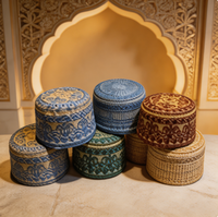 Chapeau islamique en polyester tricoté pour hommes adultes Boran, vente en gros, casquette de prière quotidienne arabe du Moyen-Orient, broderie personnalisée à la machine, Abaya