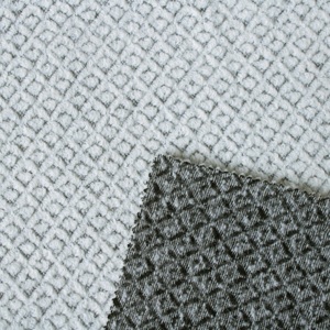 En Stock Livraison Rapide 43% Laine 57% Polyester Noir/Blanc Mélange Diamant Check Loop Tissu Texturé 3D pour Manteau Costume Veste 510GSM - Product Image 5