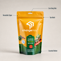 Sachet d'emballage alimentaire personnalisé CM imprimé, refermable avec fermeture éclair et trou de suspension pour le stockage de snacks, noix et bonbons