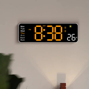 Horloge murale numérique à grand écran, réveil LED avec télécommande, horloge de bureau/murale filaire avec <span class=keywords><strong>date</strong></span>, <span class=keywords><strong>jour</strong></span> de la semaine, température et humidité - Product Image 5