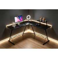 Meubles de bureau à domicile : Bureau de jeu en forme de L, bureau d'ordinateur d'angle réglable en hauteur