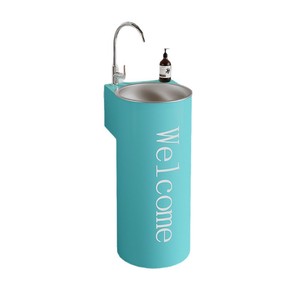 Lavabo sur pied moderne avec support de robinet monotrou facile à nettoyer, structure métallique, lavabo commercial autoportant pour cafés et pubs - Product Image 1