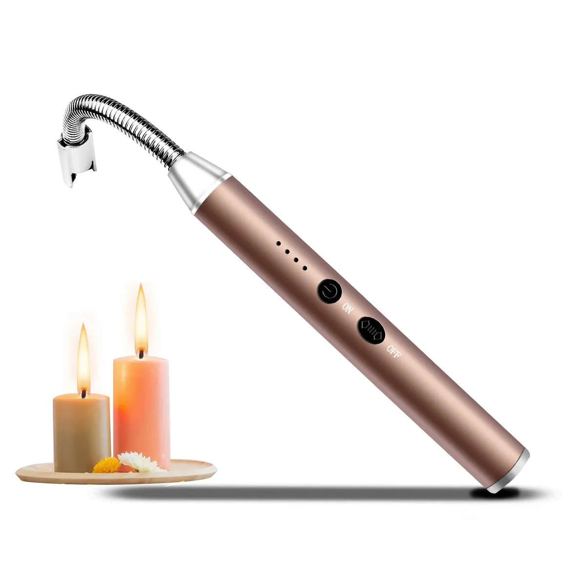 Свеча USB перезаряжаемая электрическая длинная Зажигалка со светодиодным дисплеем, 360 градусов, гибкая шея для свечей, Приготовление барбекю