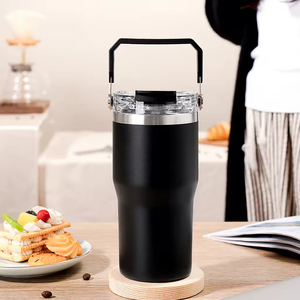 Cross-Border Large-Capacity Stainless Steel Vacuum Mug Unisex Portable Dual-Use Coffee Cup Car-Mounted Straw Water <b>Bottle</b> - Product Image 2