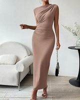 PASUXI 2026 Nouvelle Arrivée Robe Décontractée Sans Manches pour Femme Couleur Unie Dos Nu Robes Moulantes pour Femme