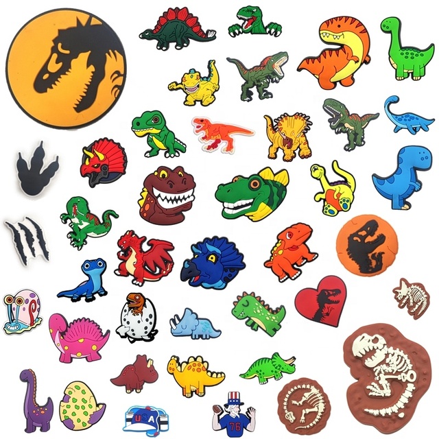 OEM Factory Personal Logo PVC Custom Clog Shoe Charms for Made Customized Designs Dinosaurs Shoe Decorations