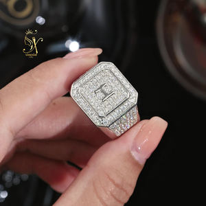 Hot Sell Luxury 925 Sterling Silver Fully Iced Out VVS <strong>Moissanite</strong> <strong>Ring</strong> Custom Hip Hop <strong>Moissanite</strong> Diamond <strong>Ring</strong> for <strong>Men</strong> - Product Image 1