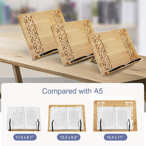 Organisateurs de bureau portables réglables légers <span class=keywords><strong>livre</strong></span> de <span class=keywords><strong>cuisine</strong></span> support de <span class=keywords><strong>livre</strong></span> en bambou support de <span class=keywords><strong>livre</strong></span> de repos de lecture pour étudiant ami de famille - Product Image 5