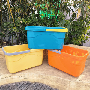 Large Thickened Rectangular <b>Mop</b> Bucket With Wheels Portable <b>Flat</b> Bucket For Home Floor Cleaning Mixed Color - Product Image 1