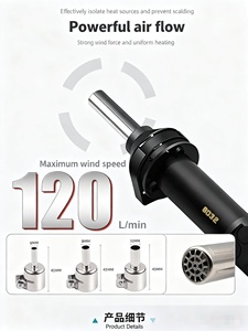 Pistola de Calor Industrial con Pantalla LCD Digital y Control de Temperatura Ajustable, 220V, Material ABS, Portátil, con 1 Año de Garantía - Product Image 4