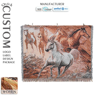 Couverture en tapisserie tissée personnalisée à petite série, motif animal, OEM ODM, design personnalisé, couverture jacquard