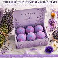 Ensemble de bombes de bain effervescentes artisanales à la lavande, 6 pièces, 60g, hydratantes, relaxantes, aromatiques, label OEM