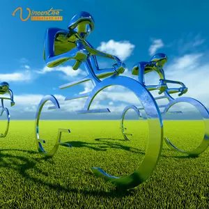 Vincentaa 현대 야외 공원 잔디 대형 스테인레스 스틸 자전거 조각