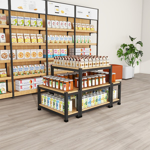 RD Promotional <b>Display</b> Rack Adjustable Height Modern Style Indoor Use Black And Yellow Wood Grain - Product Image 1