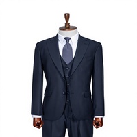 Costume d'affaires gris en laine pour homme, croisé, col mandarin, coupe droite, infroissable, grande taille, style britannique, tenue formelle