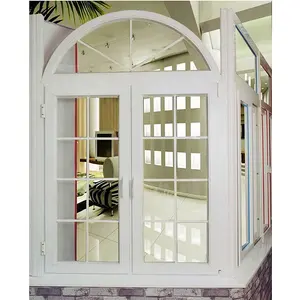 Красивый дизайн дуги двойное стекло с грилем открытое внутри открытое окно ПВХ окна