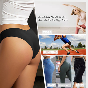 Sharicca Calcinha Sem Costura Dipped Thong Tanga Low V Shape Waist Seamless Panties Tangas Sin Costura Culottes pour femmes - Product Image 6