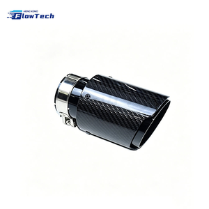 FlowTech Universal Carbon Fiber <b>Exhaust</b> <b>Muffler</b> Tip with 304 Stainless Steel Core and Glossy Black Finish for Performance Car - Product Image 6