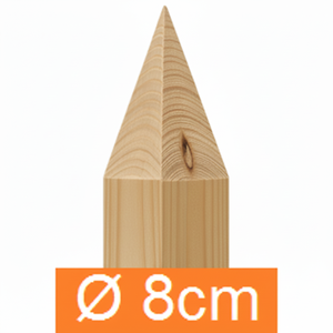 Pali in Legno di Pino Impregnato con Due Fori, Diametro 8cm, Altezza 150cm per Recinzioni a Corda - Product Image 1