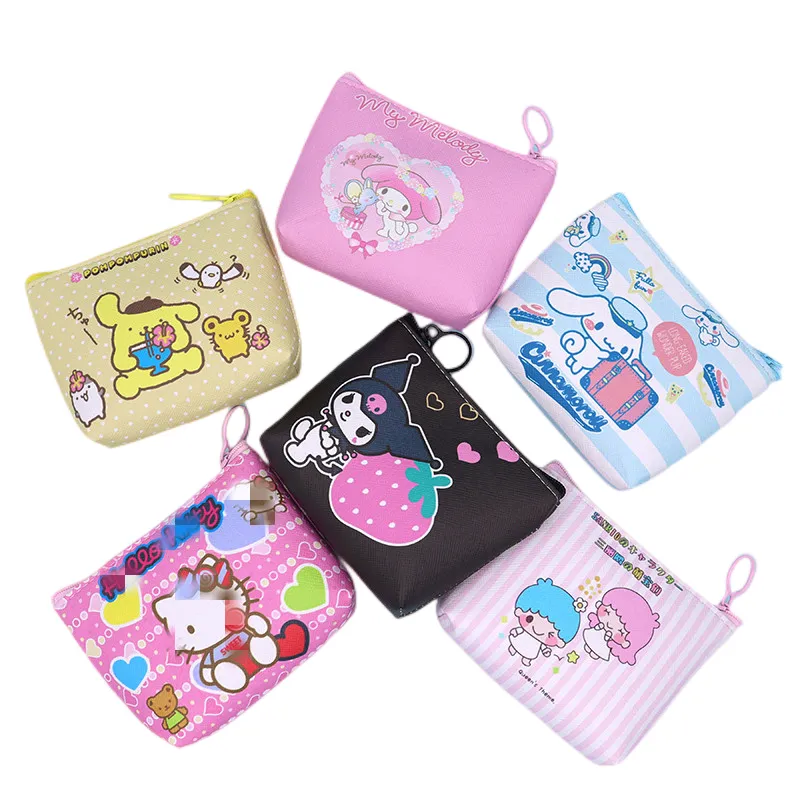 Cute Cartoon Sanrio KT Wallet Melody Cinnamoroll PU Coin Purse with Zipper