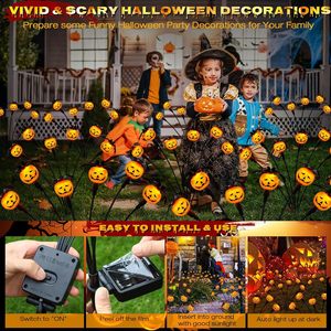 Solar Halloween <b>Lights</b> Outdoor 6 Head Pumpkin Spider Decor 2 Pack IP65 <b>LED</b> - Product Image 3