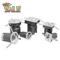 ALLWAY Projecteur LED encastré carré rond en aluminium pour salle de réunion d'hôtel, 5W, 7W, 12W, 20W