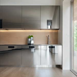 Set di Mobili da <span class=keywords><strong>Cucina</strong></span> in Acciaio Inox 304 di Alta Qualità per Ristoranti, Impermeabile, con Pannelli in Melamina Argento - Product Image 4