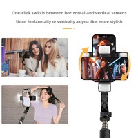 Nouveau stabilisateur pour perche à selfie télécommandée, anti-tremblement, avec lumière LED intégrée, mini trépied portable en alliage d'aluminium pour VLOG