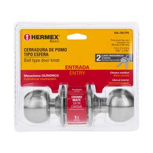 Hermex BAL-CM-EPB Basic blocco a sfera cilindrico ingresso Blister cromato maniglie porte e finestre - Product Image 1