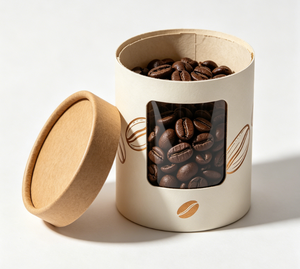 Eco-Friendly Kraft Paper Coffee Tube With Gold Foil Design Recyclable Cylindrical Canister For Coffee Beans Storage - Product Image 2