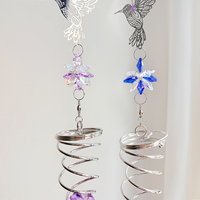 Campana de Viento de Cristal Giratoria de Siete Colores con Diseño de Colibrí, Decoración 3D para Ventanas, Decoración del Hogar, Regalo Festivo