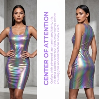Tissu en tricot holographique dégradé arc-en-ciel brillant, extensible, à séchage rapide, en Spandex/Nylon, pour vêtements et maillots de bain (vente en gros)