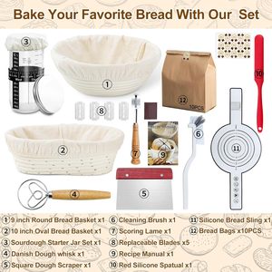 Sourdough Starter Kit 5-Piece Eco-Friendly Dishwasher Safe <b>Silicone</b> Bread Proofing Basket & Starter Jar <b>Baking</b> & Pastry Tools - Product Image 2