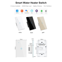 Interrupteur mural intelligent personnalisé US 120 Wifi Zigbee en verre trempé pour HomeKit, SmartThings, Home Assistant et chauffe-eau intelligent