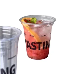 Custom printed clear 12, 16, 20, 24oz PP PET transparent disposable clear plastic cup with lid