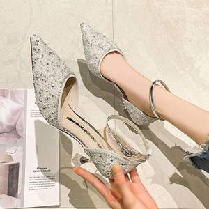 Paillettes nuovo arrivo Calzados De Mujer Designer Party Stiletto High Sexy Pump Silver Heels - Product Image 3