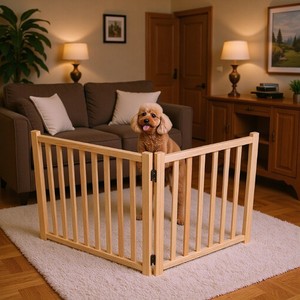 Enclos pour animaux de compagnie en bois, rectangulaire, extensible, pour chiens de petite à moyenne taille, utilisation en intérieur, lot de 2 - Product Image 1