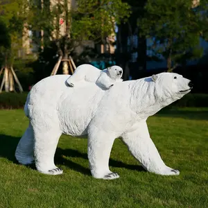米果工厂定制逼真北极熊动物雕塑户外主题公园装饰