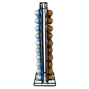 Wholesale Supplier Vertical capsule coffee storage rack 60 coffee pod storage organiser Black metal storage rack