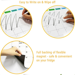 Calendrier magnétique mensuel en PVC <span class=keywords><strong>blanc</strong></span> avec jeu de marqueurs Aimant de réfrigérateur PET Organisateur effaçable à sec <span class=keywords><strong>pour</strong></span> la <span class=keywords><strong>cuisine</strong></span> - Product Image 3
