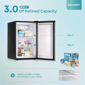 EUHOMY Compact Mini Freezer 3.0 Cubic Feet Stainless Steel Door Single Door <b>Small</b> Freezer - Product Image 3