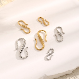 S Hook Clasp Connector | 18K PVD Gold Plated Stainless Steel <b>Beaded</b> S Clasp for DIY <b>Bracelet</b> Necklace Jewelry <b>Making</b> - Product Image 1