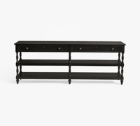 Mesa Consola Moderna de Roble Negro Americano RH Distinguished, Mesa de Entrada Personalizable con 2 Cajones, Mesa Auxiliar de Lujo con Patas de Espiga