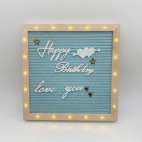 Tableau en feutre lumineux LED 10x10 pouces avec support pour fêtes, pubs, décoration intérieure, mémo et tableau noir