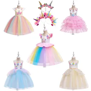 New Factory Kids Children Colorful Dress Summer Birthday Party Princess Girls' Dresses