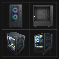 Casing PC Compact M ATX ITX 348mm, Muat GPU 305mm, Kaca Temper, 1 HDD, 1 SSD, USB 3.0, Panel I/O Depan