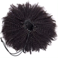 Extensions de Cheveux Humains Queues de Cheval Afro Crépues Frisées avec Cordon de Serrage à Enrouler, Queues de Cheval Crépues Frisées en Cheveux Humains Vierges