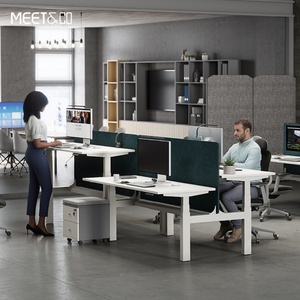 Electric Height Adjustable Convertible Workstation Desk Modern Memory Preset Controls Ergonomic Sit <b>Stand</b> Commercial Use Wooden - Product Image 1